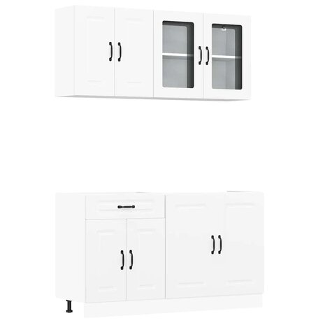 4-delige Keukenkastenset Kalmar bewerkt hout wit 2