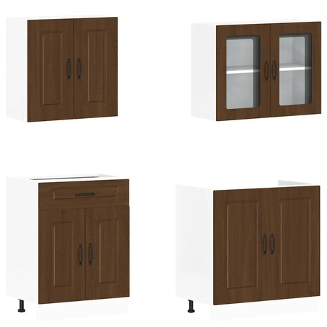 4-delige Keukenkastenset Kalmar bewerkt hout bruin eikenkleur 4