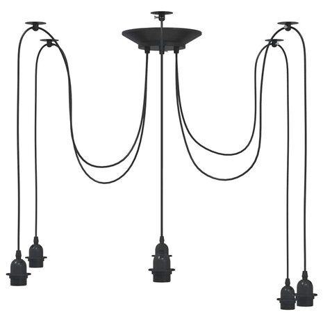 Hanglamp met 6 lamphouders E27 metaal zwart 5