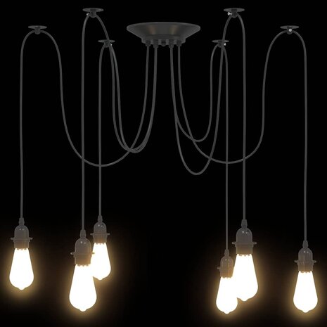 Hanglamp met 6 lamphouders E27 metaal zwart 7