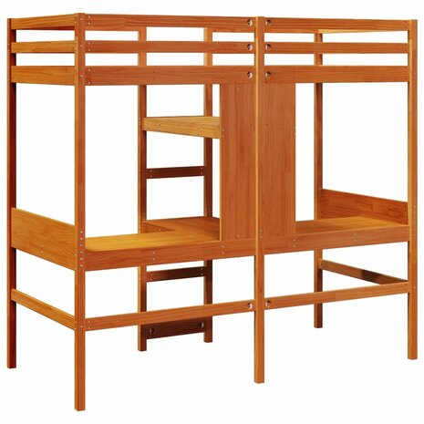 Hoogslaper zonder matras massief grenenhout wasbruin 80x200 cm 7