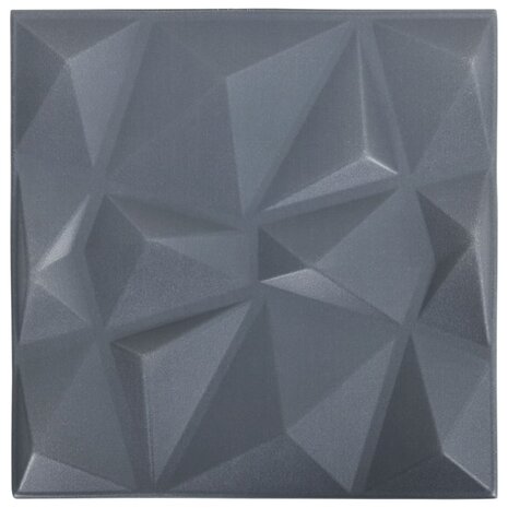 12 st Wandpanelen 3D diamant 3 m² 50x50 cm grijs 2