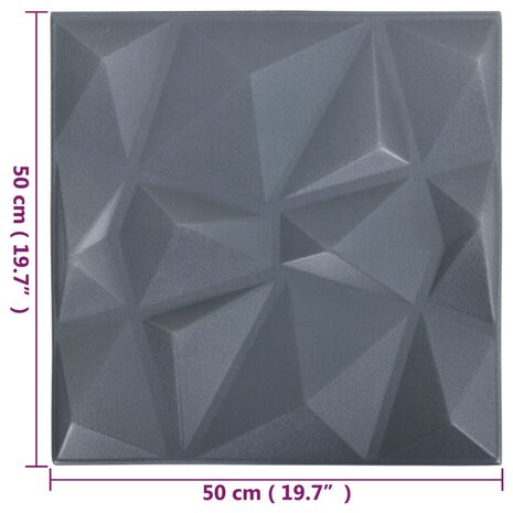 12 st Wandpanelen 3D diamant 3 m² 50x50 cm grijs 6