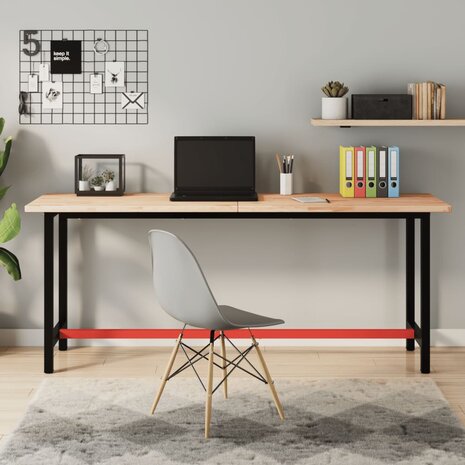 Werkbank 180x55x81,5 cm massief beukenhout en metaal 1