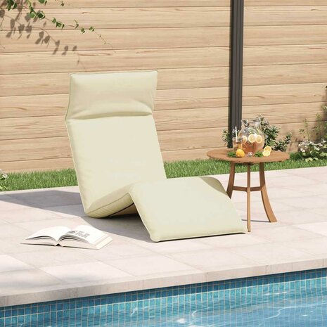 Ligstoel inklapbaar 175x54x8,5 cm Oxford stof crème 3