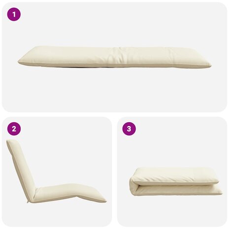 Ligstoel inklapbaar 175x54x8,5 cm Oxford stof crème 7