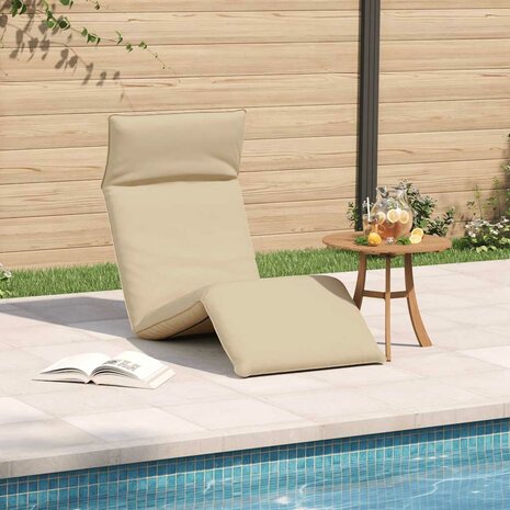 Ligstoel inklapbaar 175x54x8,5 cm Oxford stof beige 3