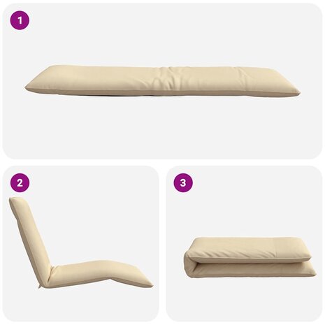 Ligstoel inklapbaar 175x54x8,5 cm Oxford stof beige 7