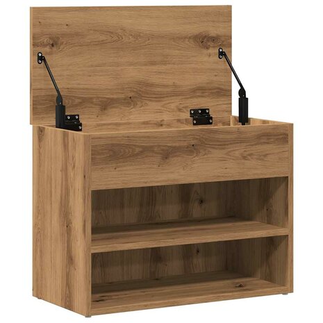 Schoenenbankje 60x30x45 cm bewerkt hout artisanaal eikenkleur 7