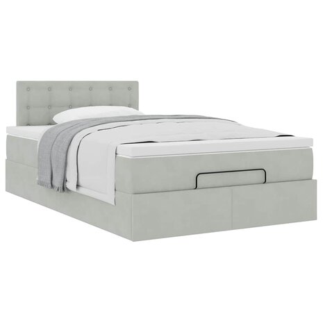 Ottoman bed met matras 120x200 cm fluweel lichtgrijs 5