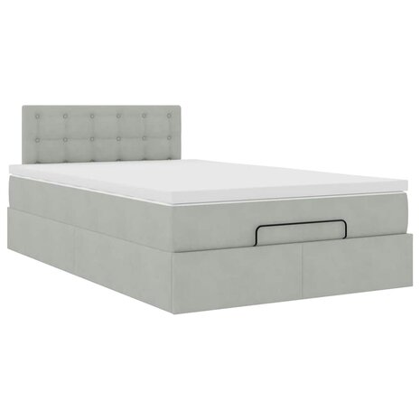 Ottoman bed met matras 120x200 cm fluweel lichtgrijs 6