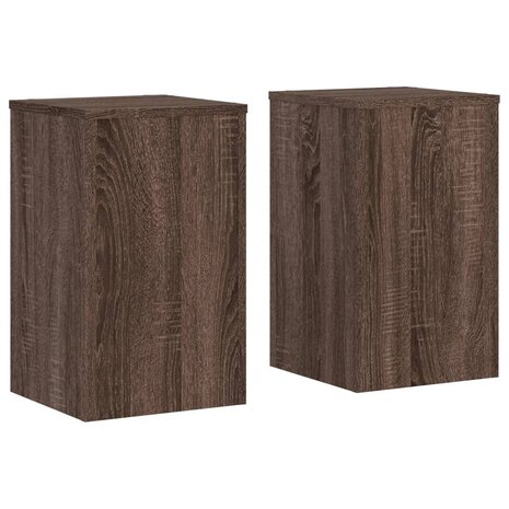 Plantenstandaards 2 st 30x30x50 cm bewerkt hout bruin eiken 2