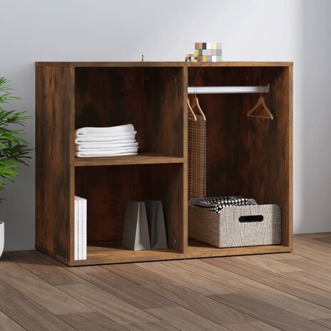 Kledingkast 80x40x65 cm bewerkt hout gerookt eikenkleurig 1
