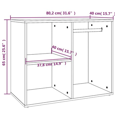Kledingkast 80x40x65 cm bewerkt hout gerookt eikenkleurig 7