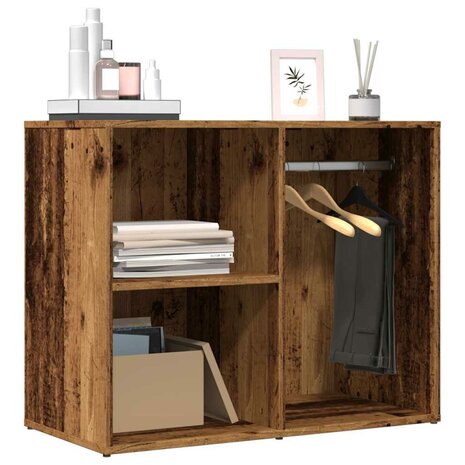 Kledingkast 80x40x65 cm bewerkt hout oud houtkleurig 1