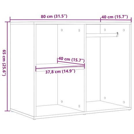 Kledingkast 80x40x65 cm bewerkt hout oud houtkleurig 9