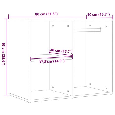 Kledingkast 80x40x65 cm bewerkt hout artisanaal eikenkleur 9