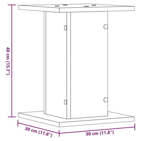 Speakerstandaards 2 st 30x30x40 cm bewerkt hout zwart 9