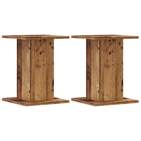 Speakerstandaards 2 st 30x30x40 cm bewerkt hout oud houtkleurig 2