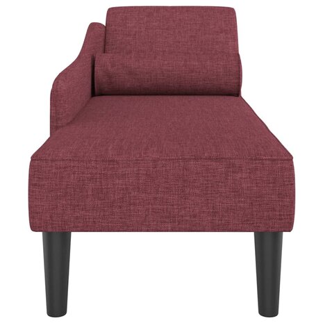 Chaise longue met kussens stof wijnrood 4