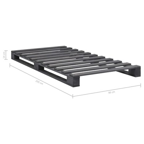Bedframe pallet massief grenenhout grijs 90x200 cm 7