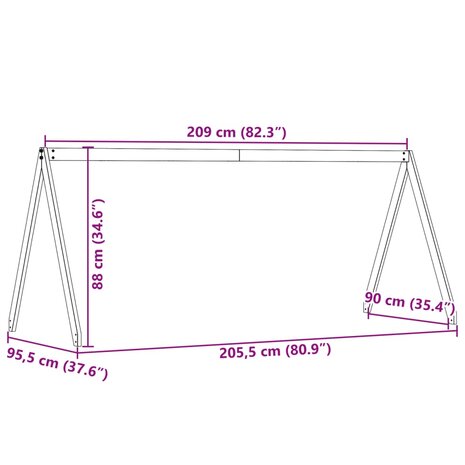 Kinderbedhuisje 209x95,5x88 cm massief grenenhout 9