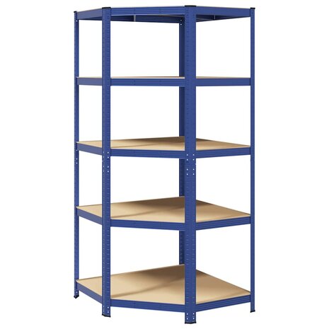 Hoekrek 5-laags staal en bewerkt hout blauw 2