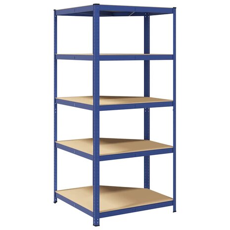 Hoekrek 5-laags staal en bewerkt hout blauw 6