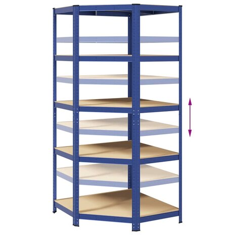 Hoekrek 5-laags staal en bewerkt hout blauw 8