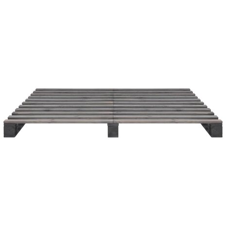 Bedframe pallet massief grenenhout grijs 180x200 cm 3