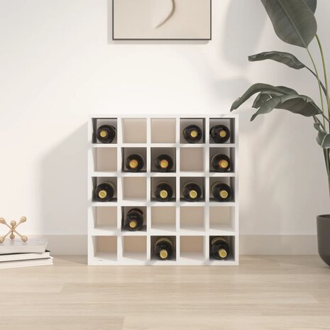 Wijnkast 56x25x56 cm massief grenenhout wit 3