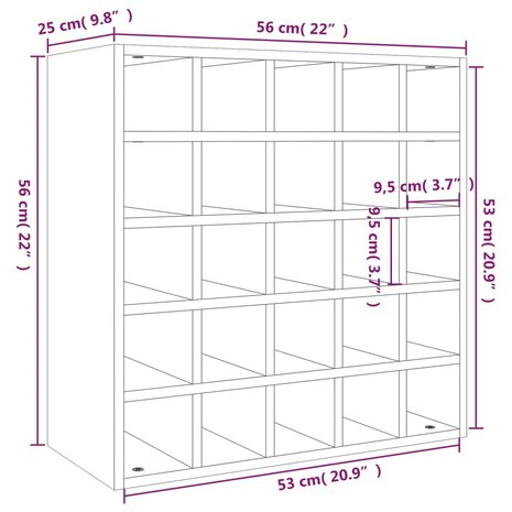 Wijnkast 56x25x56 cm massief grenenhout wit 8