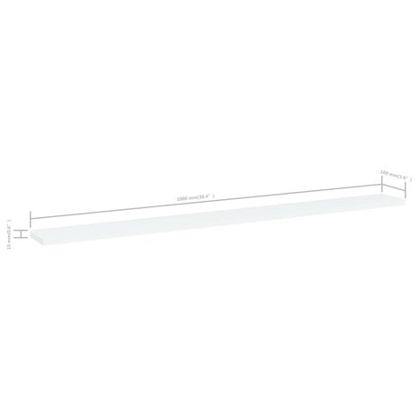 Wandschappen 4 st 100x10x1,5 cm spaanplaat wit 5