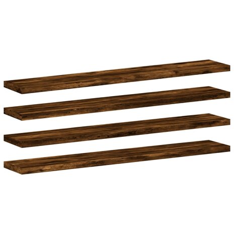 Wandschappen 4 st 60x10x1,5 cm bewerkt hout gerookt eikenkleur 2