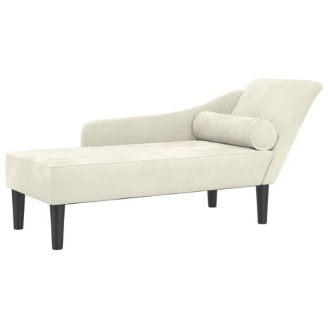 Chaise longue met kussens fluweel crèmekleurig 2