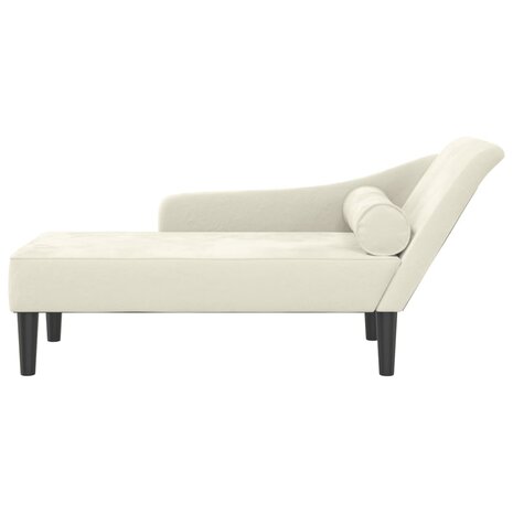 Chaise longue met kussens fluweel crèmekleurig 3