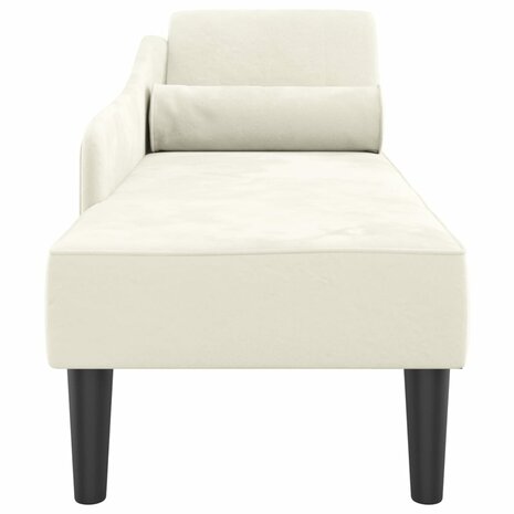 Chaise longue met kussens fluweel crèmekleurig 4