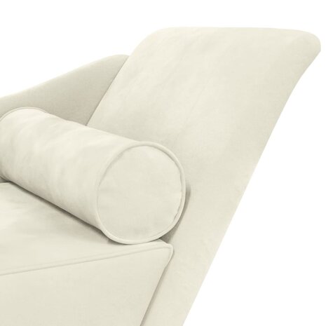 Chaise longue met kussens fluweel crèmekleurig 6