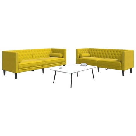 2-delige Loungeset Chesterfield met bolsters fluweel geel 1