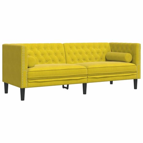 2-delige Loungeset Chesterfield met bolsters fluweel geel 4