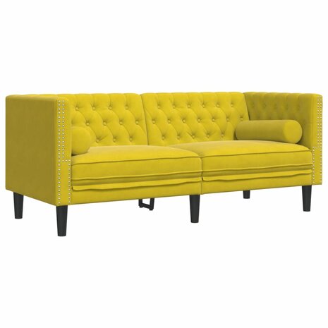2-delige Loungeset Chesterfield met bolsters fluweel geel 5