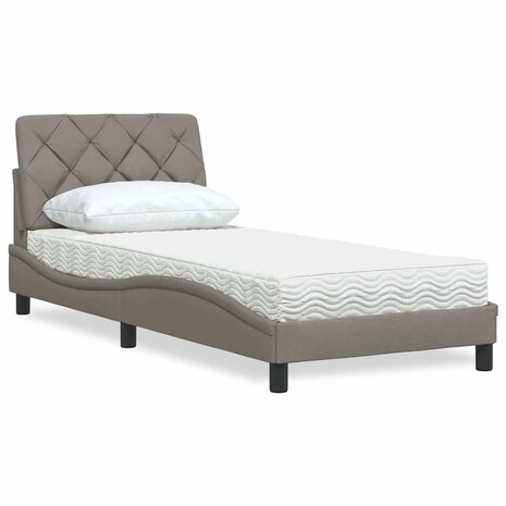 Bed met matras stof taupe 90x190 cm 1