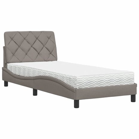 Bed met matras stof taupe 90x190 cm 2