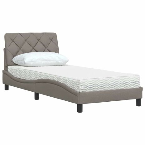 Bed met matras stof taupe 90x190 cm 4