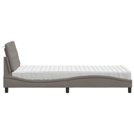 Bed met matras stof taupe 90x190 cm 6