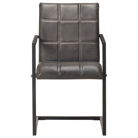 Eetkamerstoelen 2 st echt leer grijs 3