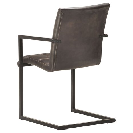 Eetkamerstoelen 2 st echt leer grijs 5