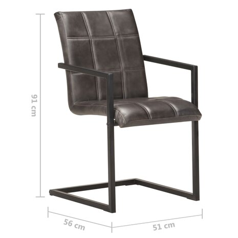 Eetkamerstoelen 2 st echt leer grijs 7