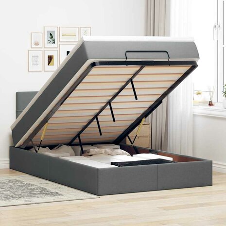 Bed met matras 120x190 cm stof donkergrijs 1