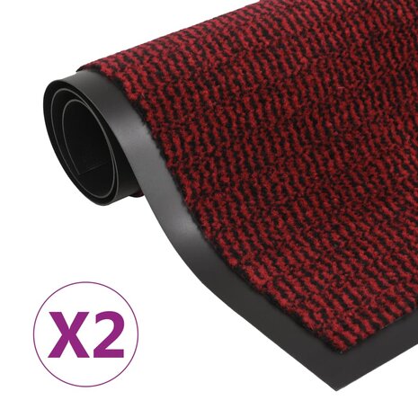 Droogloopmatten 2 st rechthoekig getuft 60x90 cm rood 1
